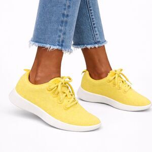Allbirds New Wool Runner Sneakers Women’s Size 6 Yellow Merino Lace-Up Casual